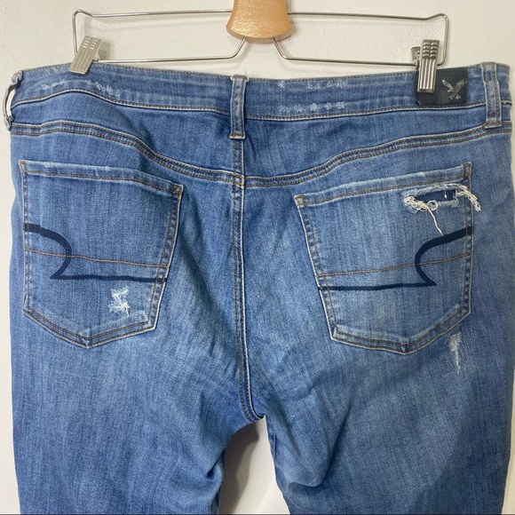 American Eagle Super Low Rise Distressed Patchwork Jegging Size 18 Short - Picture 8 of 15